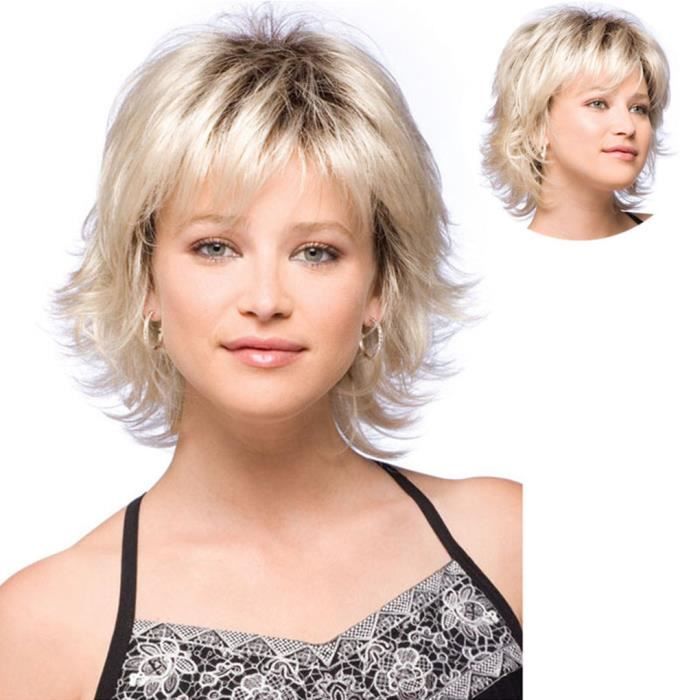 perruque blonde courte femme