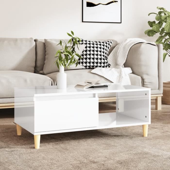 famirosa table basse blanc brillant 90x50x36,5 cm bois d'ingénierie-046