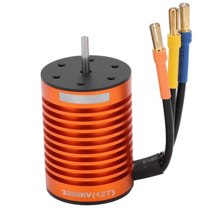 Moteur Sans Brosse RC 3300KV Alliage Aluminium Pour Voiture Télécommandée 1:10 - Haute Performance Orange