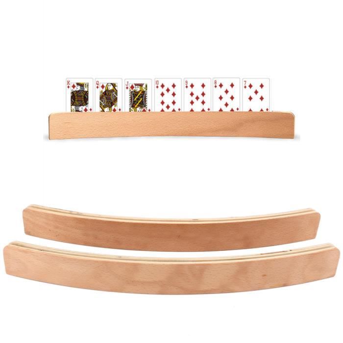 2 Porte-Cartes à Jouer En Bois - Support Carte Vertical Stable Pour Enfants, Adultes Et Seniors