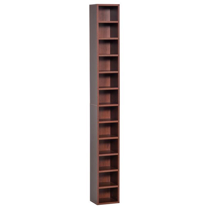 Étagère colonne - HOMCOM - rangement CD DVD 12 compartiments capacité 204 CD - bois - 21x20x175cm - marron
