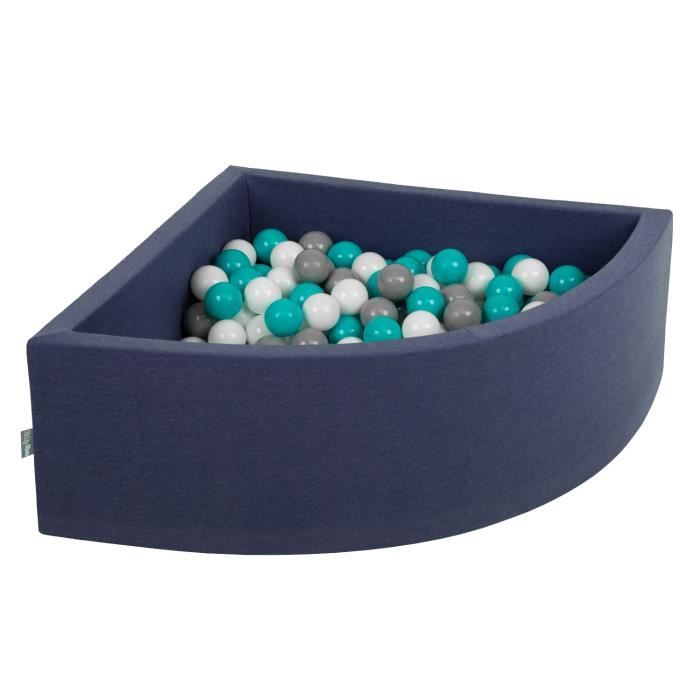 KiddyMoon Piscine À Balles Bébé Quart Angulaire 90x30 - Sans Balles Gris Clair
