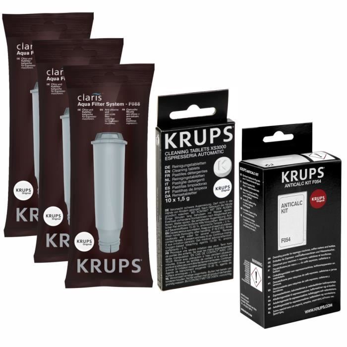 Lot De 2 Sachets Anti-Calcaire 40g KRUPS F054001B - Détartrant Puissant Pour Cafetières, Machines Expresso KRUPS, SEB, Moulinex, Rowenta, Tefal + Test Dureté Eau