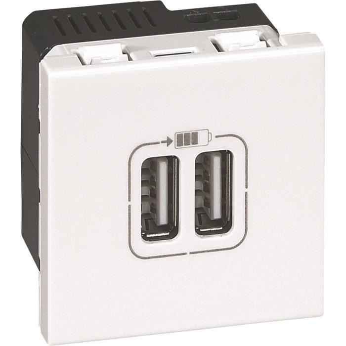 Double prise Schuko avec 2 prises de charge USB noir élégant et élégant max. 2800mA Peut être placé dans une boîte dencastrement double 