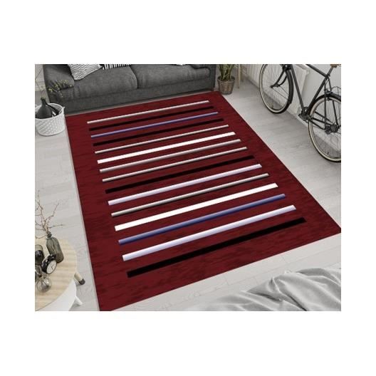 Tapis Rayures Bordeaux Dimensions - 80x150