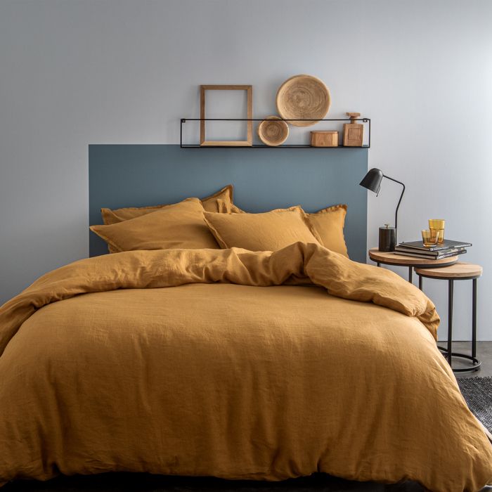 Housse De Couette 100% Lin Lavé LNT France - Sable 140x200 Cm, Fermeture Bouteille, Linge De Lit Naturel