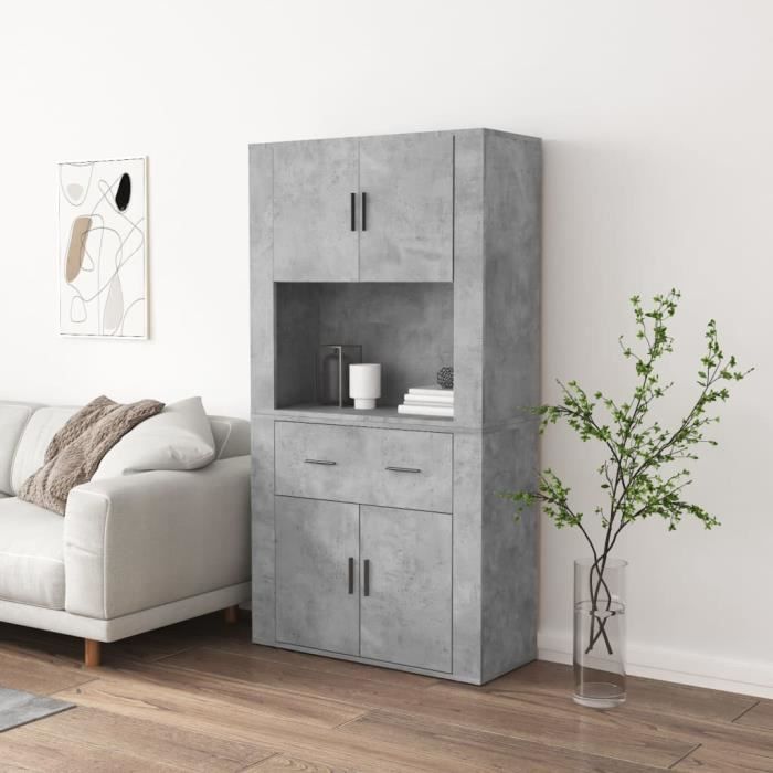 Buffet haut - MOTHINESSTO - LY3858 - Gris béton - Bois dingénierie - 80 x 33 x 70 cm