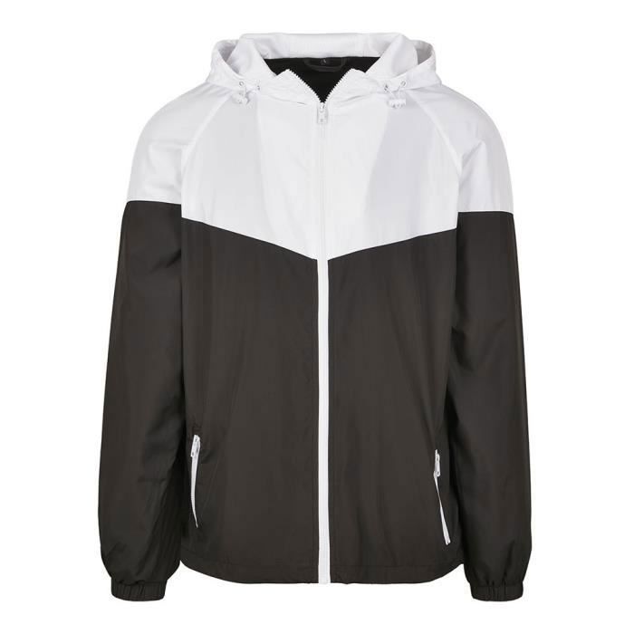 Coupe-vent homme Build Your Brand Windrunner Tech 2 Tons noir-blanc manches longues pour sports multisport Coupe-vent homme Build Your Brand Windrunner Tech 2 Tons noir-blanc manches longues pour sports multisport