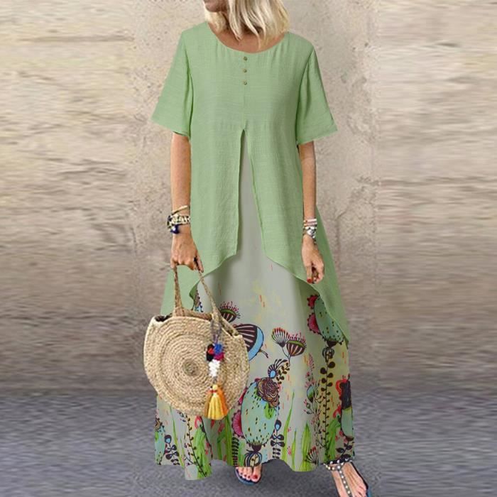 Robe Rétro Femme à Col V Sans Manches - Style Bohème Western, Grande Taille, Tissu Doux Et élastique - 4