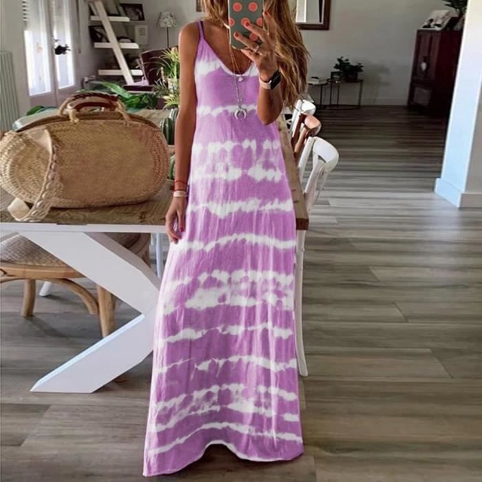 Robe Maxi ALLENBY PARIS Prune - Bretelles Spaghetti - Taille S - Neuf Avec étiquettes