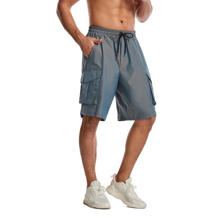 Shorts de travail multi-poches pour hommes Pantalons de jogging coupe ample Athletic Five gris