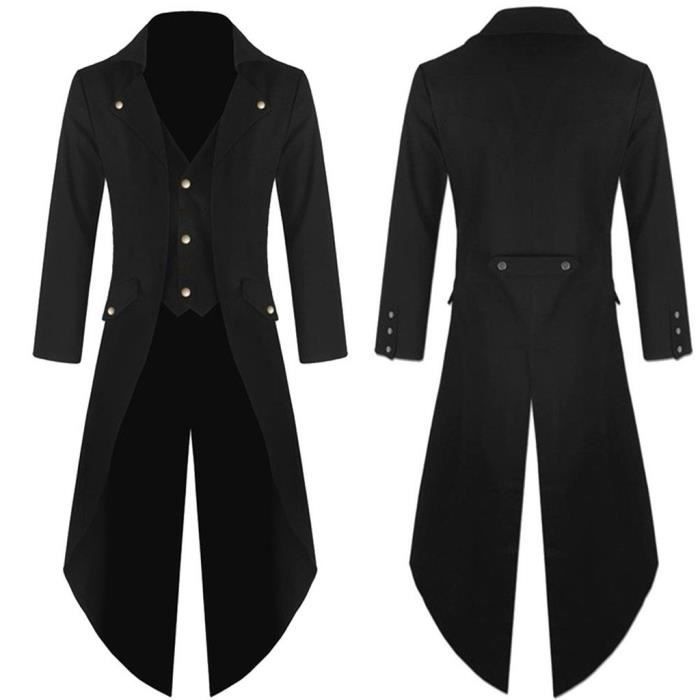 os manteau pour hommes tailcoat jacket gothique redingote uniforme costume praty outwear noir