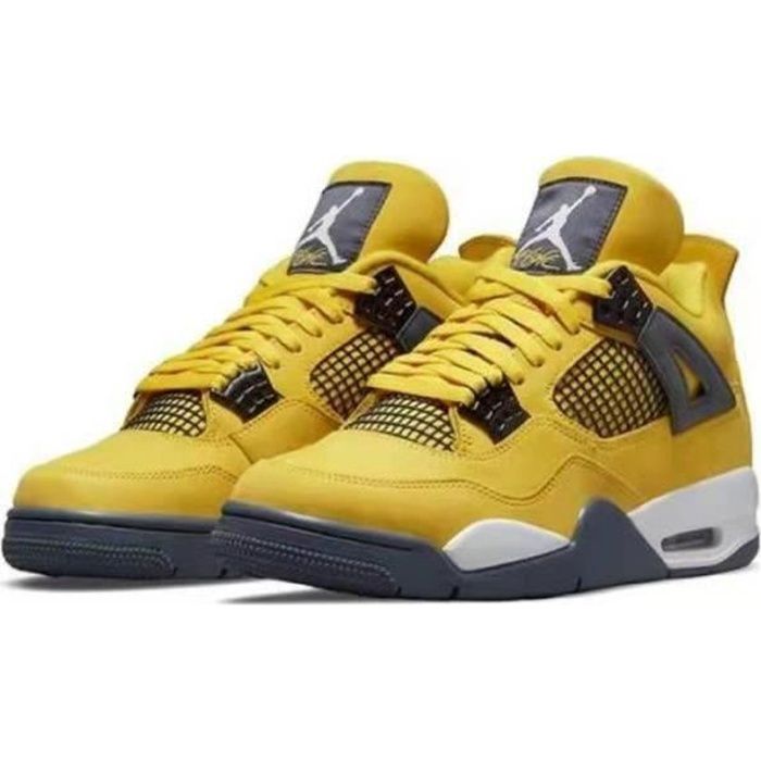 Airs Jordans 4 Retro Chaussures de Basket Pas Cher pour AJ 4 Femme Homme  jaune Jaune - Cdiscount Prêt-à-Porter