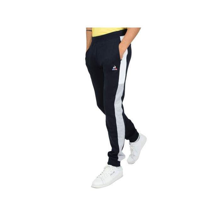 pantalon de survêtement le coq sportif saison - bleu - coupe slim - ceinture élastiquée - poches zippées