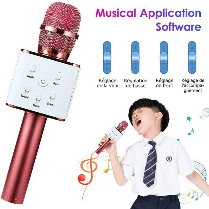 Microphone Karaoké Bluetooth Sans Fil Avec Haut-Parleur