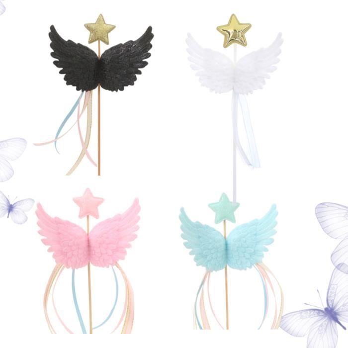 4pcs Decoration De Gateau Choisit Belles Ailes D Etoiles Gland Insert Cake Toppers Blanc Rose Bleu Tapis Dessous De Tapis Cdiscount Maison