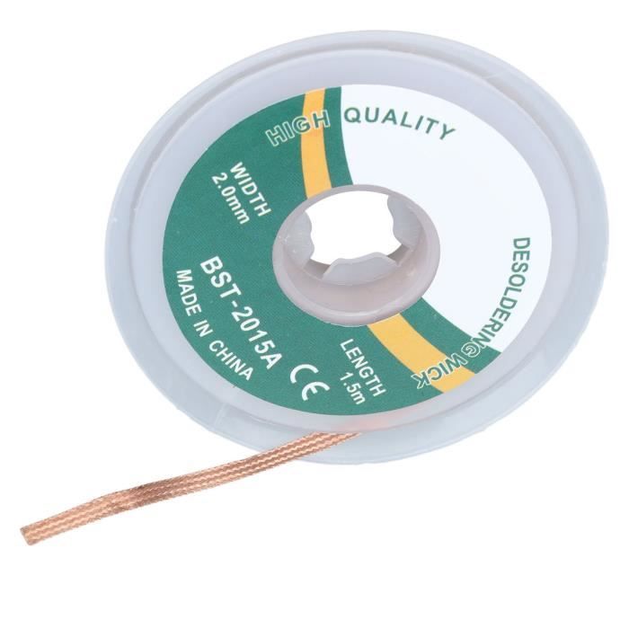 Rouleau De Tresse à Dessouder En Cuivre – 1,5mm D'épaisseur X 1,5 Mètre De Long, Décapant Soudure