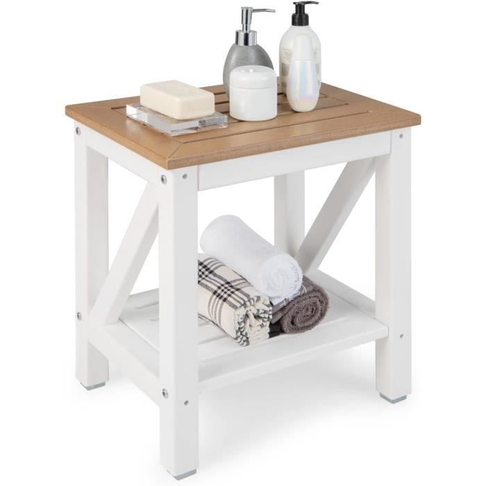 Sorbus Bamboo Tabouret avec Tablette, Rangement et Assise en Bois à 2 Niveaux pour Salle de Bain, Siège de Spa et Sauna Sorbus Bamboo Tabouret avec Tablette, Rangement et Assise en Bois à 2 Niveaux pour Salle de Bain, Siège de Spa et Sauna