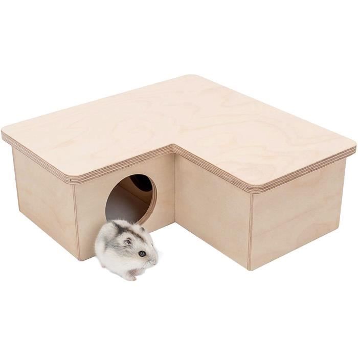 Maison En Bois Pour Hamster, Souris, Chinchilla - Maison D'angle à étage, Cachette Et Aire De Jeu