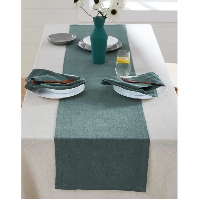 BAZIOE Lin Chemin De Table Blanc Moderne 183 X 35 Cm Chemin De Table