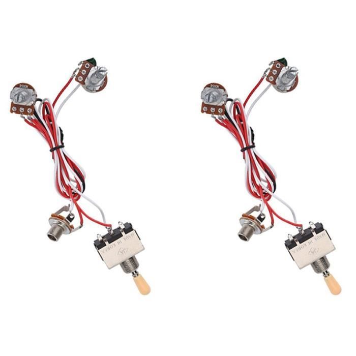 Dilwe Kit Câblage Guitare Électrique - Harnais Pots 500K Et Commutateur 3 Voies - Installation Facile