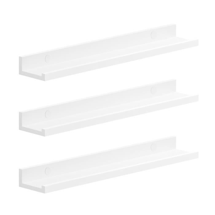 Étagère Murale Suspendue Lot de 3 Décoration Salon Longueur 60 cm pour Cadres Photo Salon Bureau Salle de Bain Blanc Étagère Murale Suspendue Lot de 3 Décoration Salon Longueur 60 cm pour Cadres Photo Salon Bureau Salle de Bain Blanc