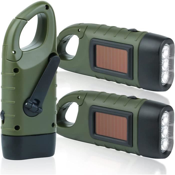 Lampe de poche à manivelle 3D Dynamo Solaire rechargeable - Lampes (11050434