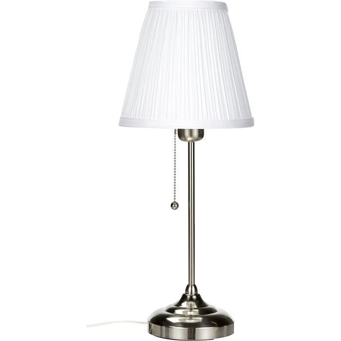 Ikea 702.806.34 Lampe de table Arstid 56cm de haut Lampe de table nickelée avec abat-jour en tissu Blanc - Nickelé304