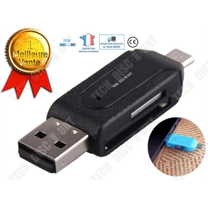 Lecteur De Carte USB 2-en-1 – Micro SD / TF – Haute Vitesse – Adaptateur