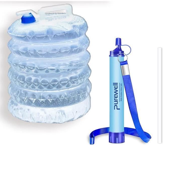 Camping Randonnée équipement Urgence Pluvia® Kit De Bidon D'eau Potable Pliable 20 L (2 X 20 L Bidon 20 Litres Transparent