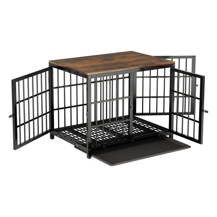 Comparer les prix de Cage pour Chien en Bois Caisse pour Chien Petite Taille Petite Taille Intérieur en Métal avec 3 Portes 78x56x65cm