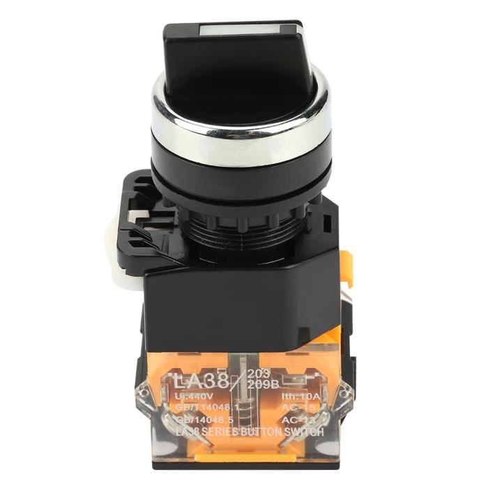 Lot 10 Commutateurs Rotatifs 22 Mm 2 Positions Maintien – Sélecteur Verrouillage 1NO 1NC, Bouton Longue Poignée 440V 10A