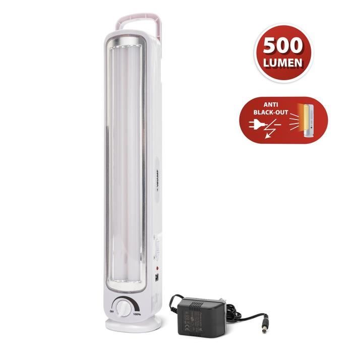 Velamp Big Twix noodlamp, draagbaar, oplaadbaar, led, zeer helder (500 lumen), dimbaar, met externe oplader, veilig, licht en compact