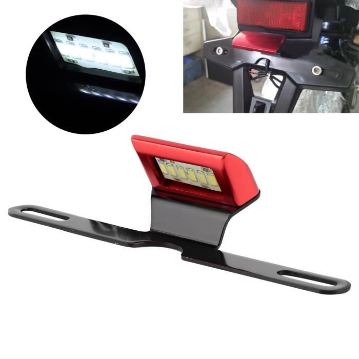 Éclairage de plaque d'immatriculation de moto Éclairage arrière à 6 DEL (rouge) Feu arrière de frein Lumière LED blanche ABI22