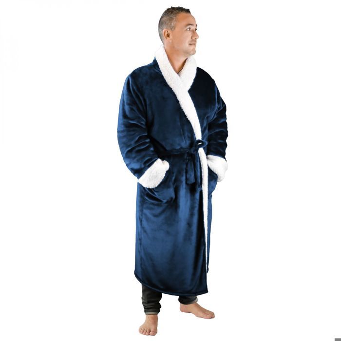 Peignoir, robe de chambre polaire mixte, Utra Douce L/XL Bleu