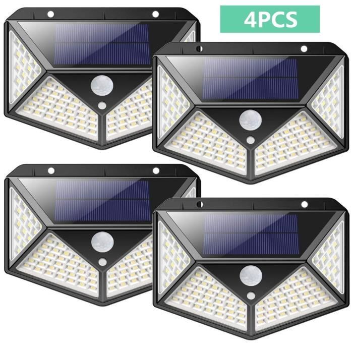 2/4PCS 100 LED PIR Lumiere solaire capteur de mouvement étanche lampe extérieure 