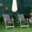 Chaise de jardin pliante - OUTSUNNY - dossier haut - aluminium - gris-1