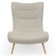 Fauteuil scandinave - MENZZO - Romilly - Tissu Beige - Assise incurvée grand confort-1