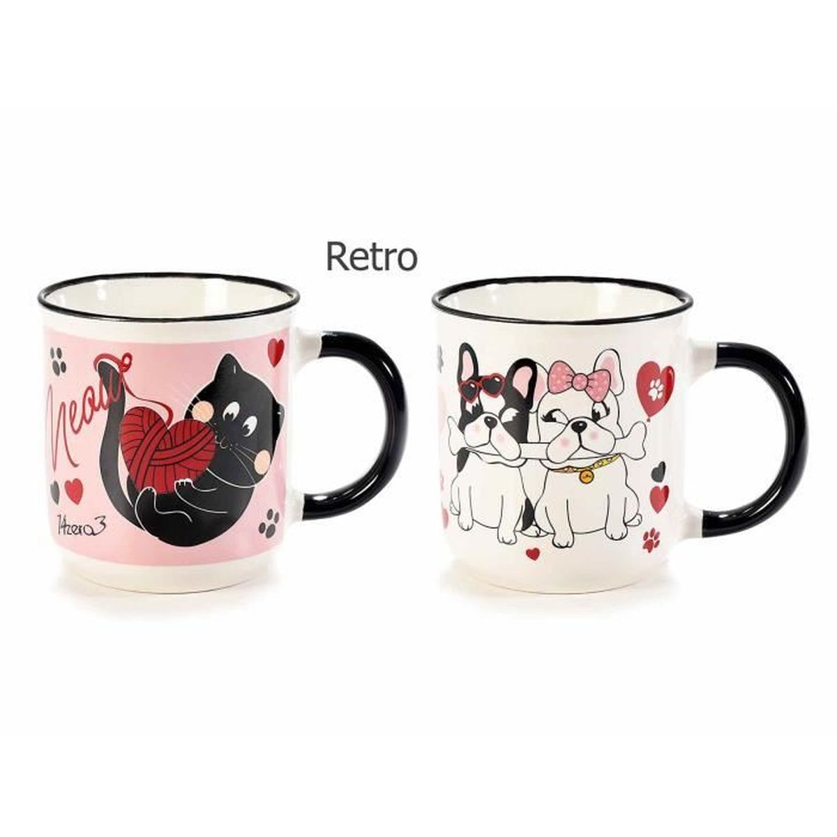 TRIOSK Tasse chat humoristique avec motif chat et cœurs Cadeau