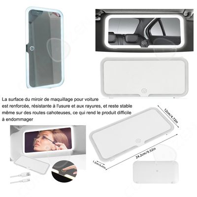 Miroir De Courtoisie Pour Pare-soleil De Voiture - Miroir De Maquillage Compact, Réglable, Antidérapant - Installation Facile, Idée Cadeau - 6