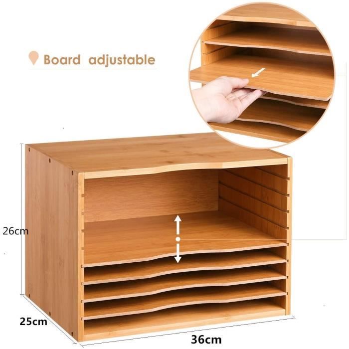 Organisateur De Bureau En Bois 5 Plateaux - Trieur De Documents Rose, Range-lettres Et Magazines