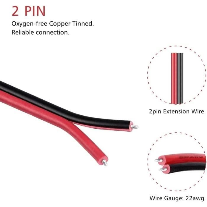 Câble d'extension 1 PC avec connecteur à 4 broches pour ruban de bande led  (2,5 m)