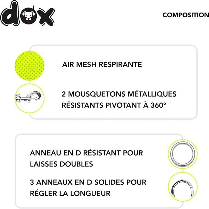 Ddoxx Laisse Chien Nylon Réfléchissante, Réglable En 3 Position, 2 M, Nombreuses Couleurs & Tailles
