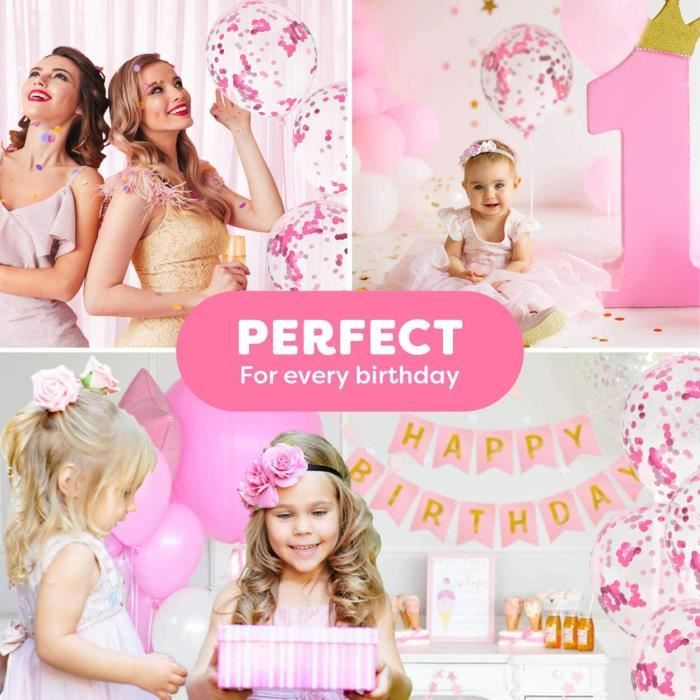 MARGAUX LONNBERG-Decoration Anniversaire Femme Fille, Ballon Anniversaire Rose et Orange, Happy