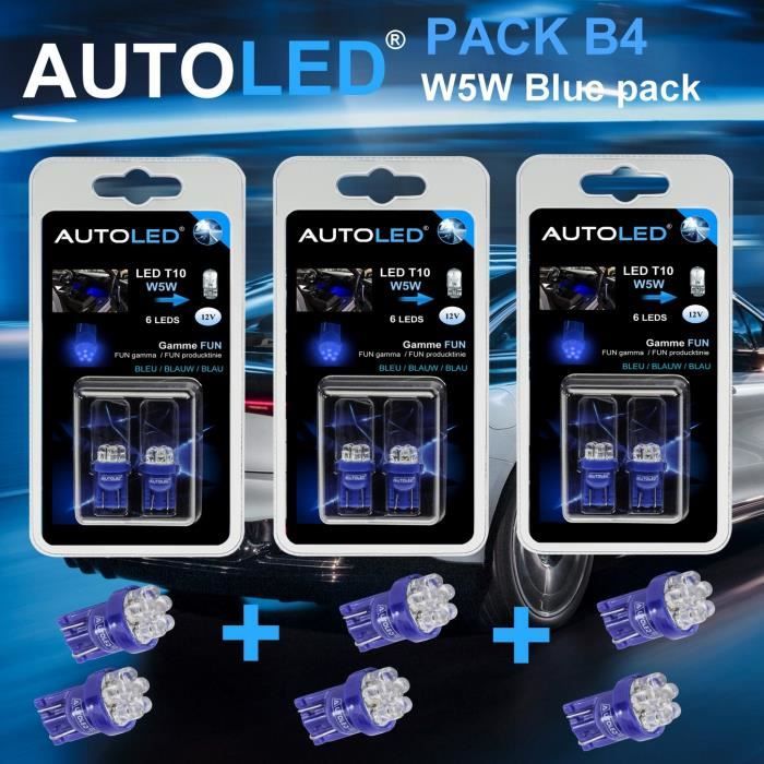 PACK B4 - 6 Ampoules LED W5W (t10) LED BLEU Habitacle LED AUTOLED® -  Cdiscount Auto