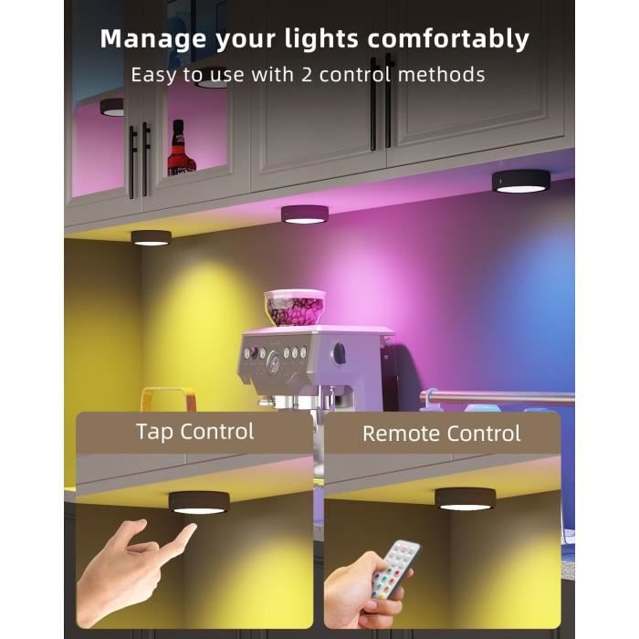 Spot Led Sans Fil avec Telecommande,RGB Dimmable Eclairage LED à Pile  Autocollante Lampe de Placard Cuisine Sous Meuble Armoire Lumi - Cdiscount  Maison