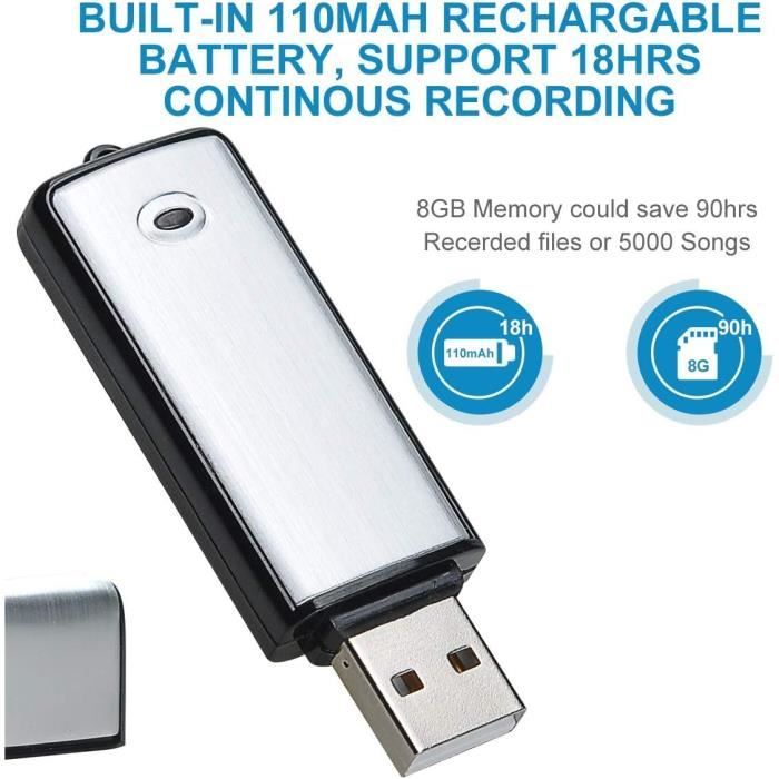 16G - enregistreur vocal USB à activation vocale, lecteur Mp3 Hifi 16G - enregistreur vocal USB à activation vocale, lecteur Mp3 Hifi