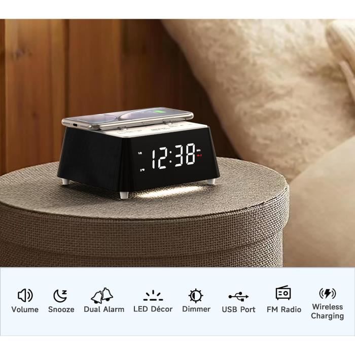 Réveil Vibrant Pour Gros Dormeurs - Rechargeable, 3 Modes, Double Alarme, Radio Intégrée Réveil Vibrant Pour Gros Dormeurs - Rechargeable, 3 Modes, Double Alarme, Radio Intégrée