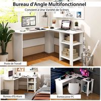 COSTWAY Bureau D'Angle L 130 Cm – Support Moniteur, Prises USB, Plateau Clavier, Marron Rustique