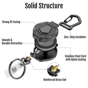 3pcs Porte-Clés Rétractable Badge Enrouleur Retractable Clés avec Fil de Nylon de 60cm